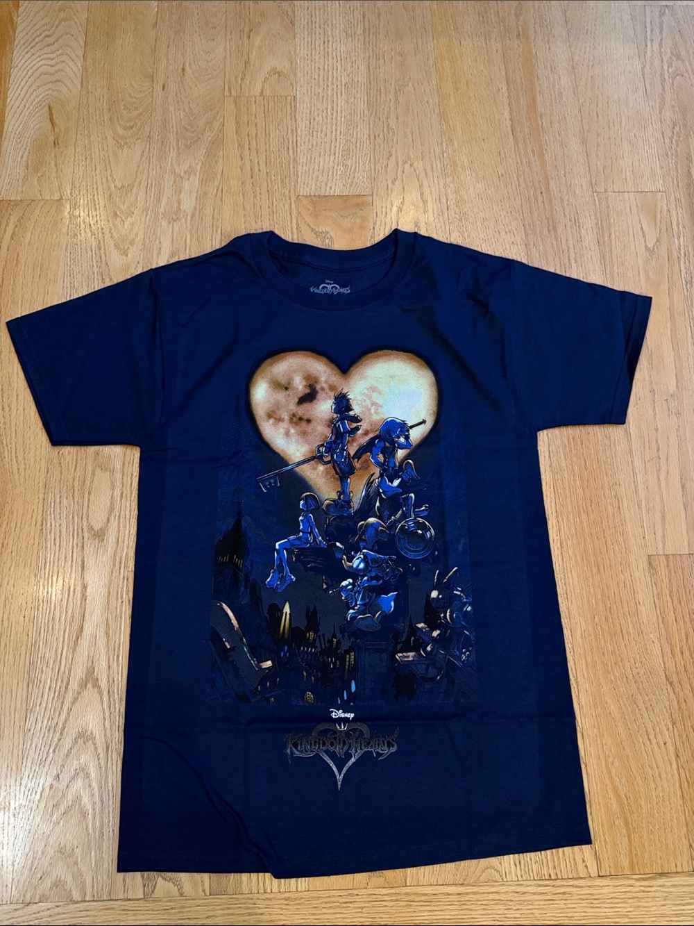 Disney Navy Blue and Gold Kingdom Hearts Graphic Tee